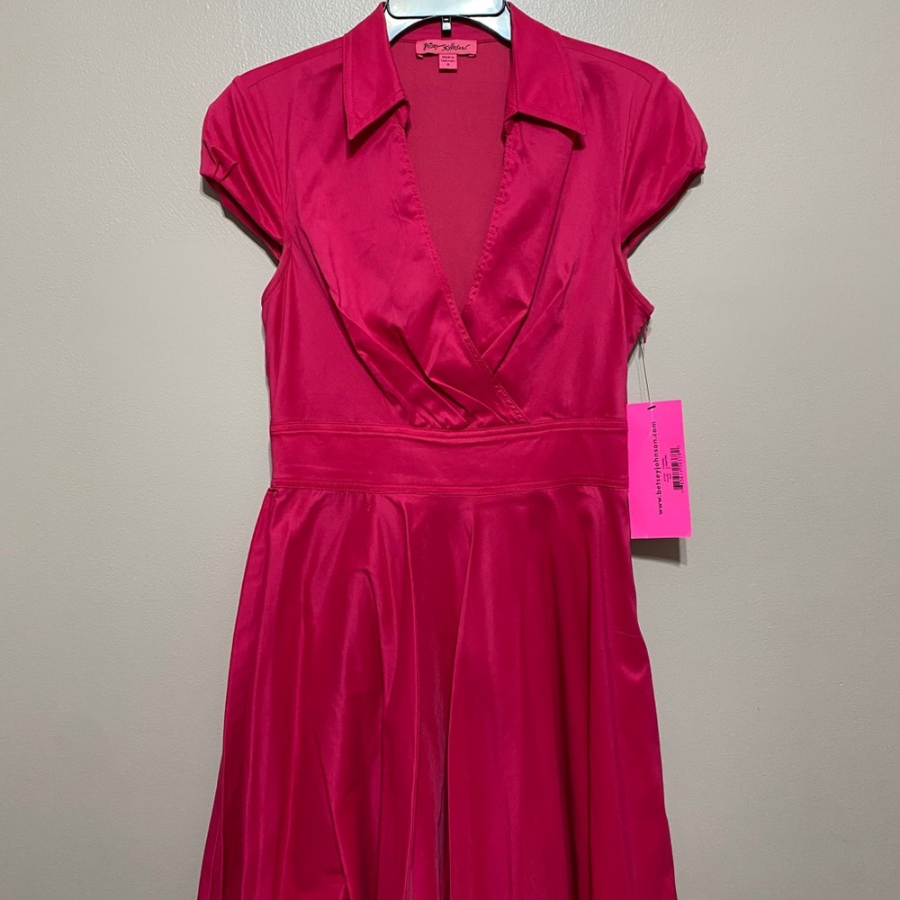 Hot Pink V-neck Dress